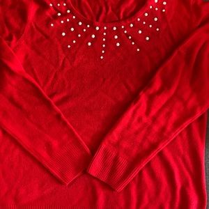 Cozy, Red Pearl-detailed sweater, size: XL